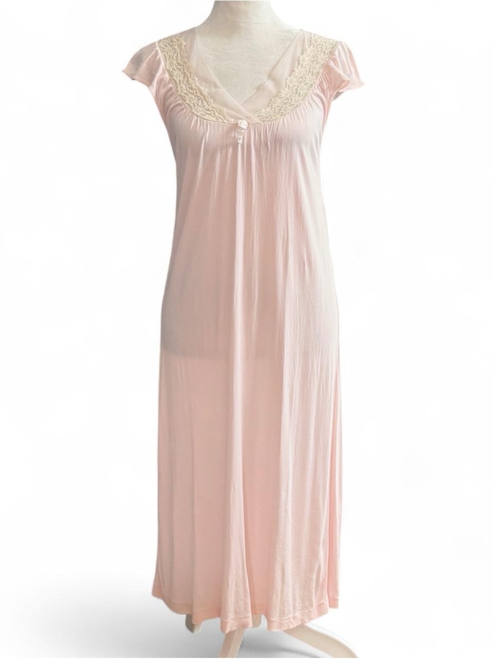 Vintage Philmaid Blush Pink Nightgown, Lace Trim, Size 32/34